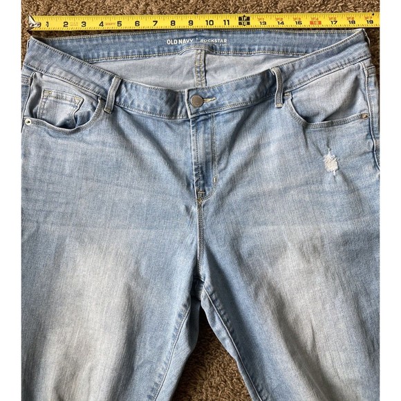 Old Navy Jeans Women's Size: 18 Low Rise Rockstar Super Skinny Light Blue Denim - Picture 10 of 14
